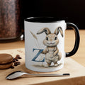 Whimsical Letter Z Bunny Accent Mug - Cute Rabbit Design, Perfect for Easter, Gift for Kids, Coffee Lovers, Fun Kitchen Decor