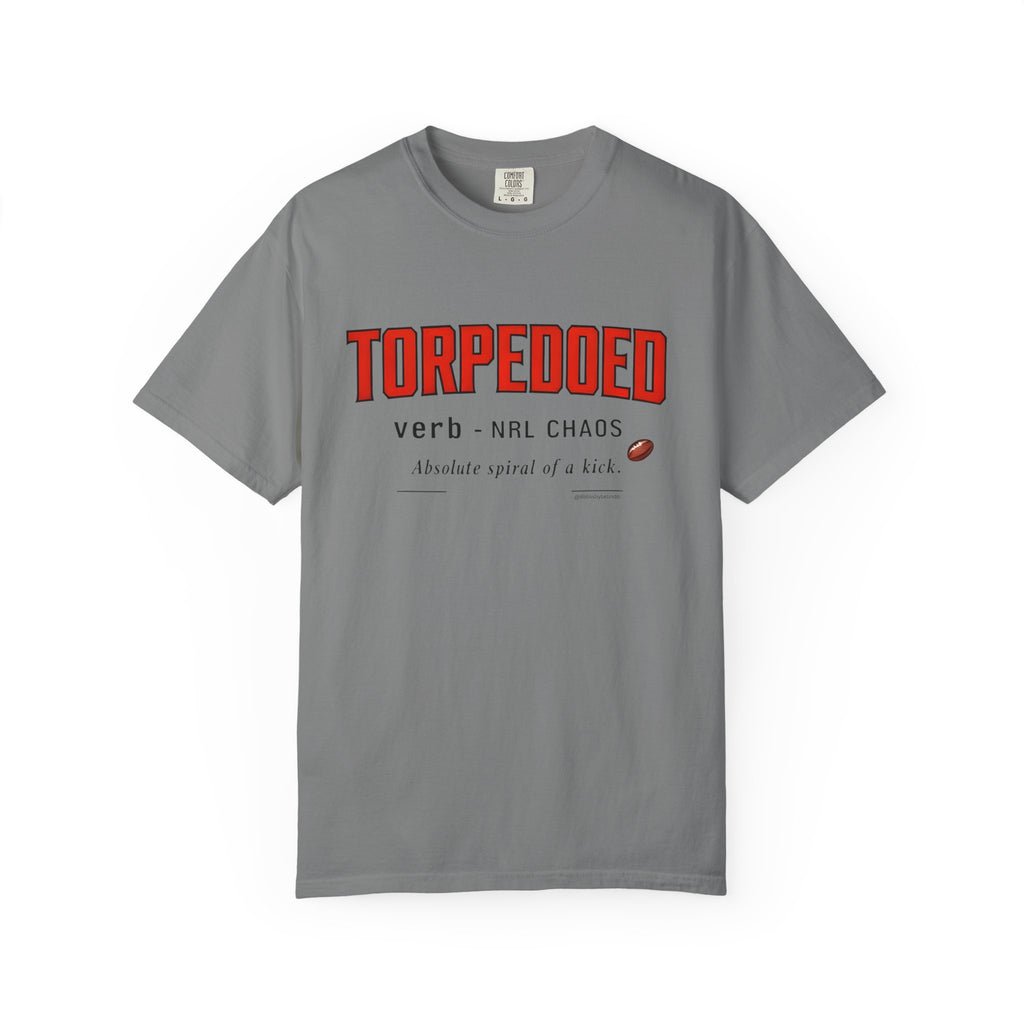 Torpedoed Graphic T-Shirt — 'Torpedoed' Sports Humour Tee with Definition Print