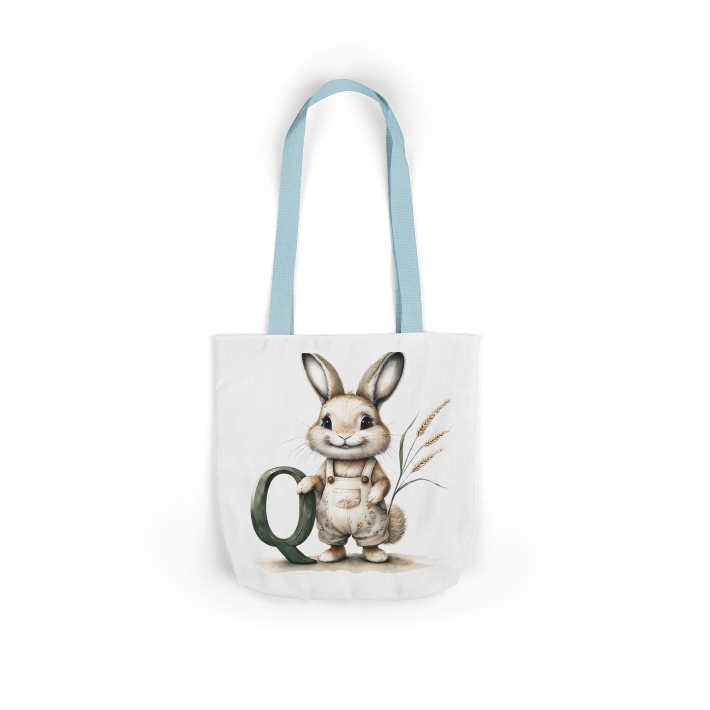 Cute Letter Q Rabbit Canvas Tote Bag - Eco-Friendly Shopping, Gift Bag, Farmer's Market, Kid's Lunch, Summer Fun