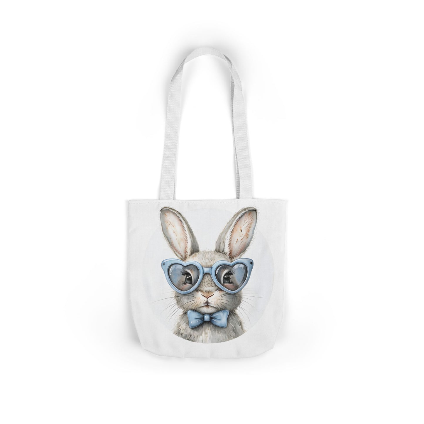 Cute Double Sided Bunny Canvas Tote Bag, Eco-Friendly Shopping Bag, Easter Gift, Spring Style Tote, Bunny Lover's Tote, 3-Color Straps