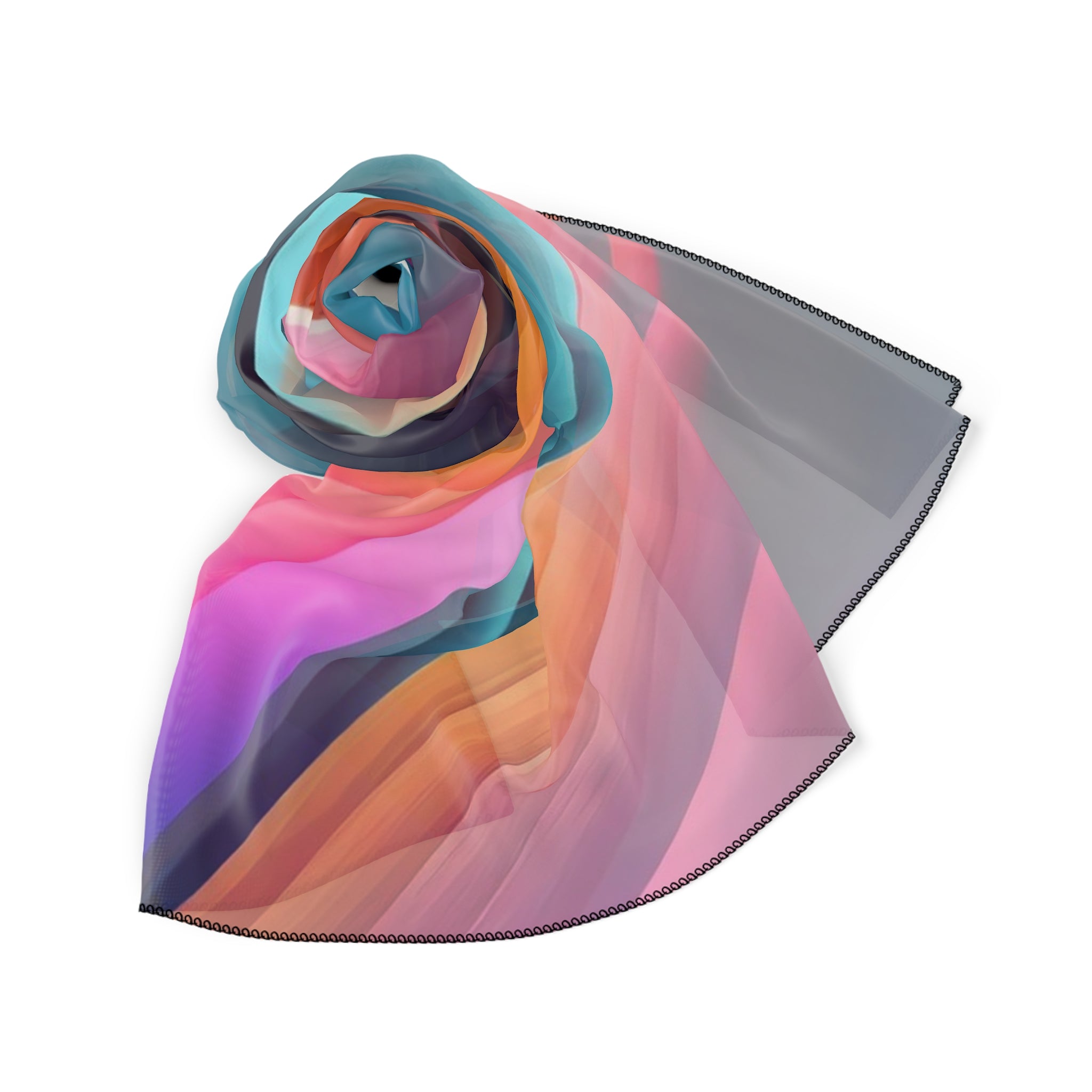 Abstract Pastel Wave Poly Scarf — Lightweight Silk-Look Fashion Scarf