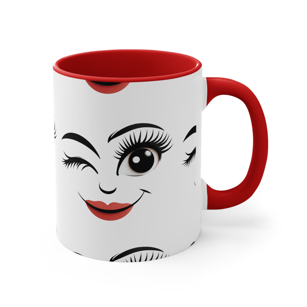 Quirky RED Face Outline Accent Mug 11oz