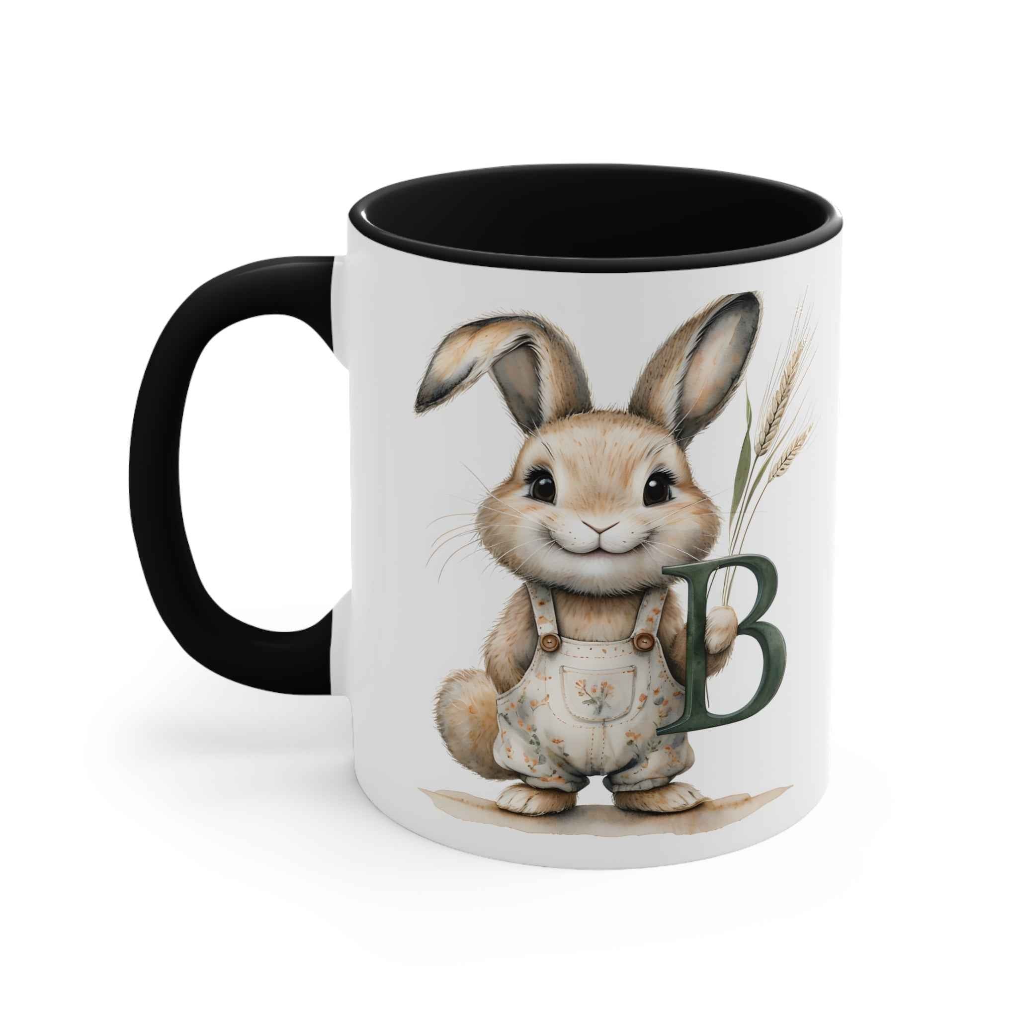 Whimsical Letter B Bunny Accent Mug - Perfect for Spring Celebrations, Easter Gifts, Family Gatherings, Home Decor