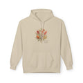 Sand hoodie with embroidered floral bouquet graphic, drawstring hood, kangaroo pocket