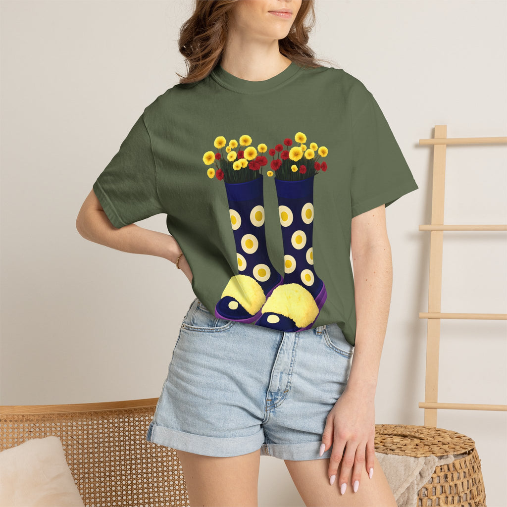 Step Into Kindness T-Shirt – Floral Rain Boot Graphic Tee