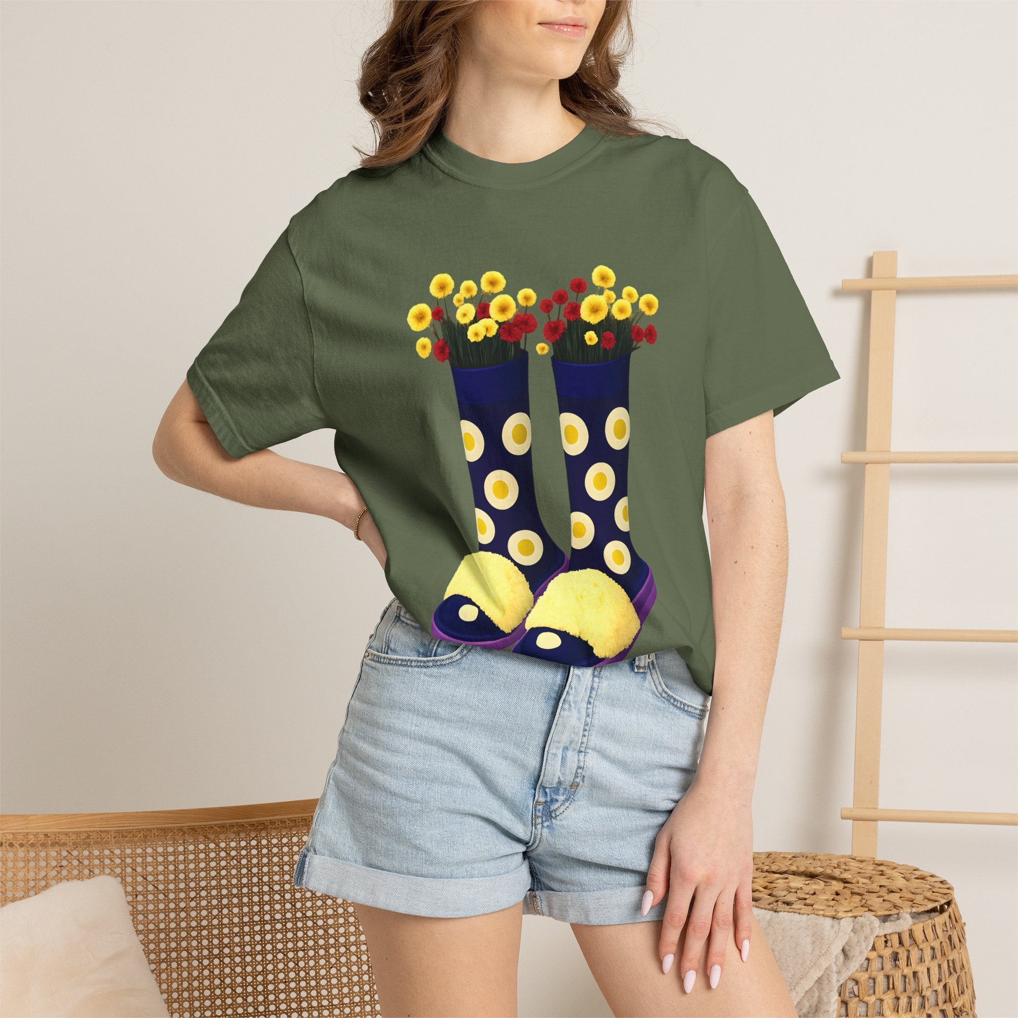 Step Into Kindness T-Shirt – Floral Rain Boot Graphic Tee