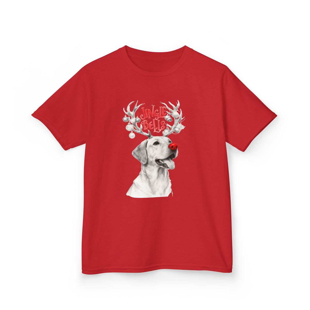 Kids T-Shirt — 'Jingle Bells' Reindeer Dog Christmas Tee