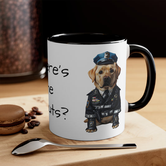 Labrador Retriever in Police Uniform Accent Mug Wheres the Donuts Fun Dog Lover and Police Fan Gift
