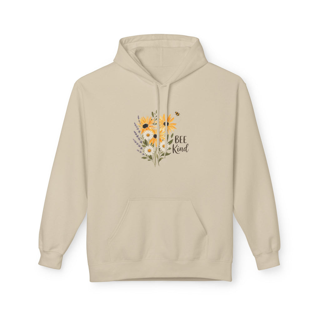 Sand floral bee hoodie with kangaroo pocket and drawstring hood