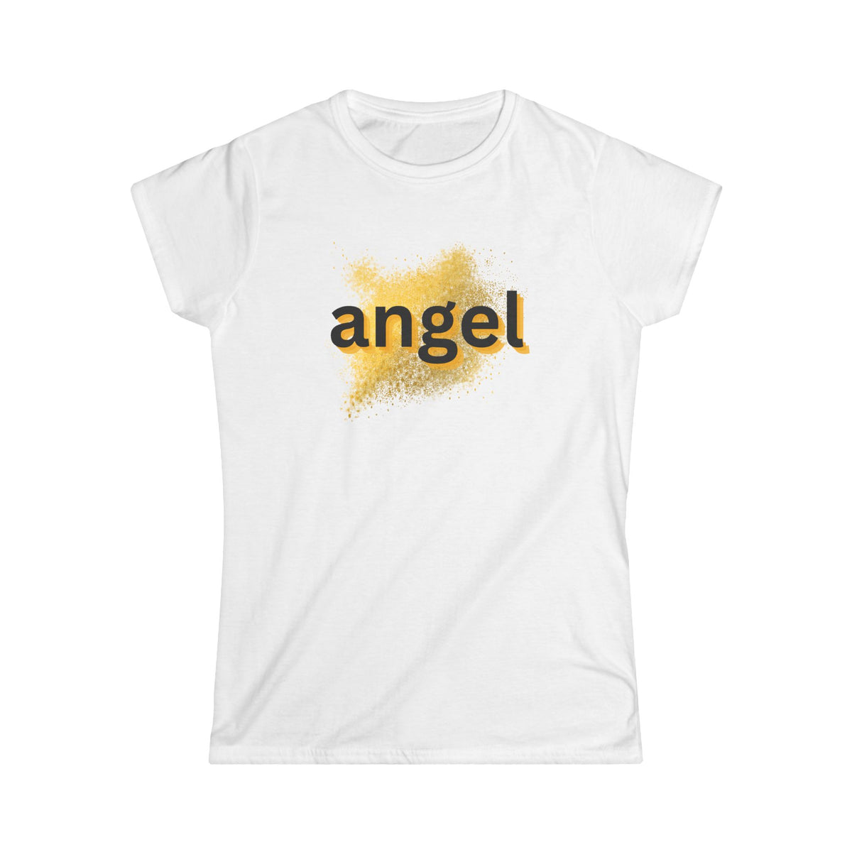Women’s white T-shirt with “angel” front graphic