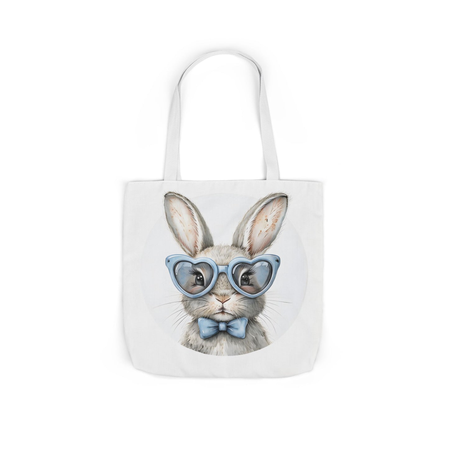 Cute Double Sided Bunny Canvas Tote Bag, Eco-Friendly Shopping Bag, Easter Gift, Spring Style Tote, Bunny Lover's Tote, 3-Color Straps