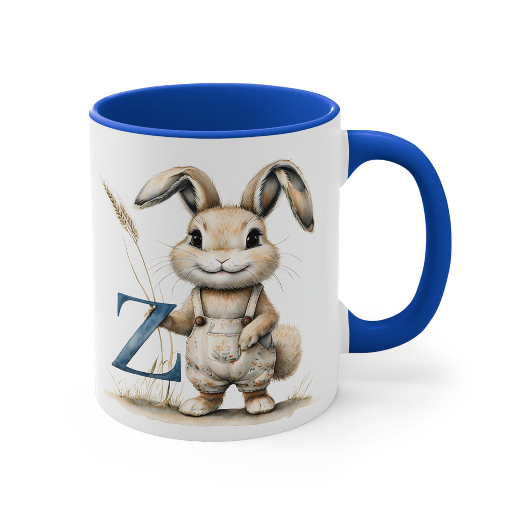 Whimsical Letter Z Bunny Accent Mug - Cute Rabbit Design, Perfect for Easter, Gift for Kids, Coffee Lovers, Fun Kitchen Decor