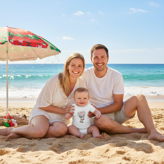 Baby White Bodysuit - Cute Reindeer "Jingle Bells" Christmas Onesie