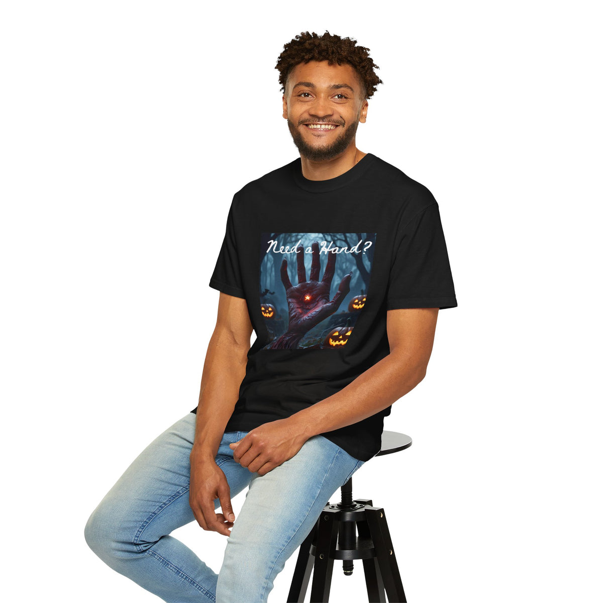 Halloween 'Need a Hand?' T-Shirt — Spooky Hand Graphic