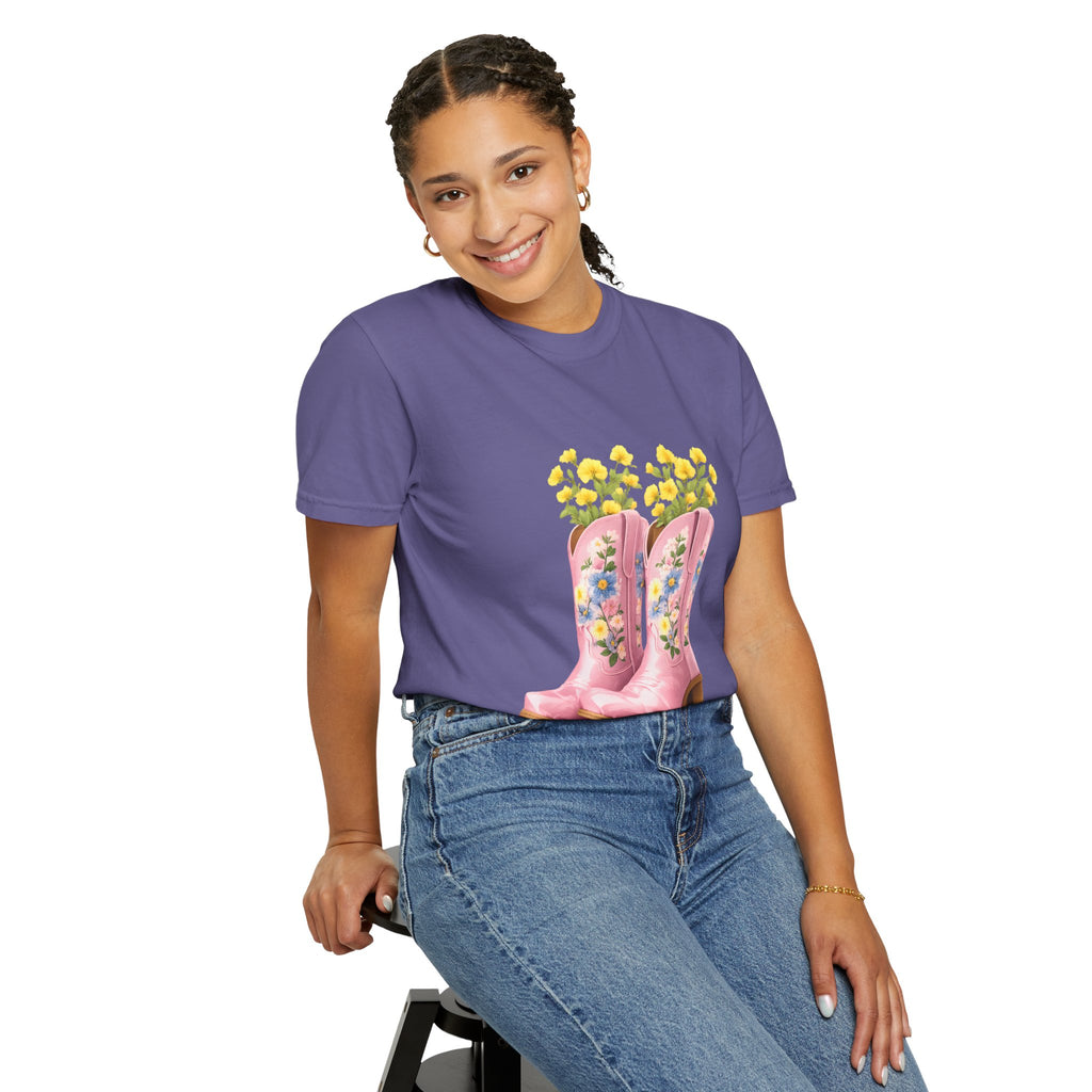 Walk A Mile Smiling T-Shirt – Cowboy Boot Graphic Tee