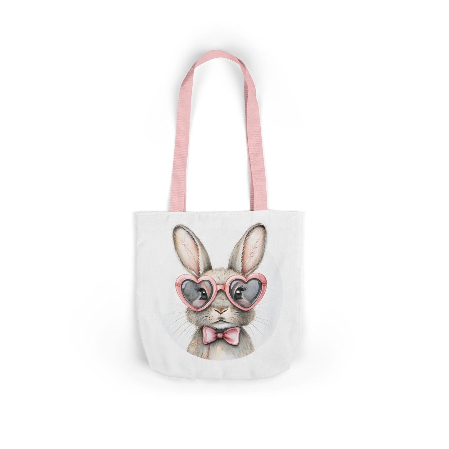 Cute Double Sided Bunny Canvas Tote Bag, Eco-Friendly Shopping Bag, Easter Gift, Spring Style Tote, Bunny Lover's Tote 3-Color Straps