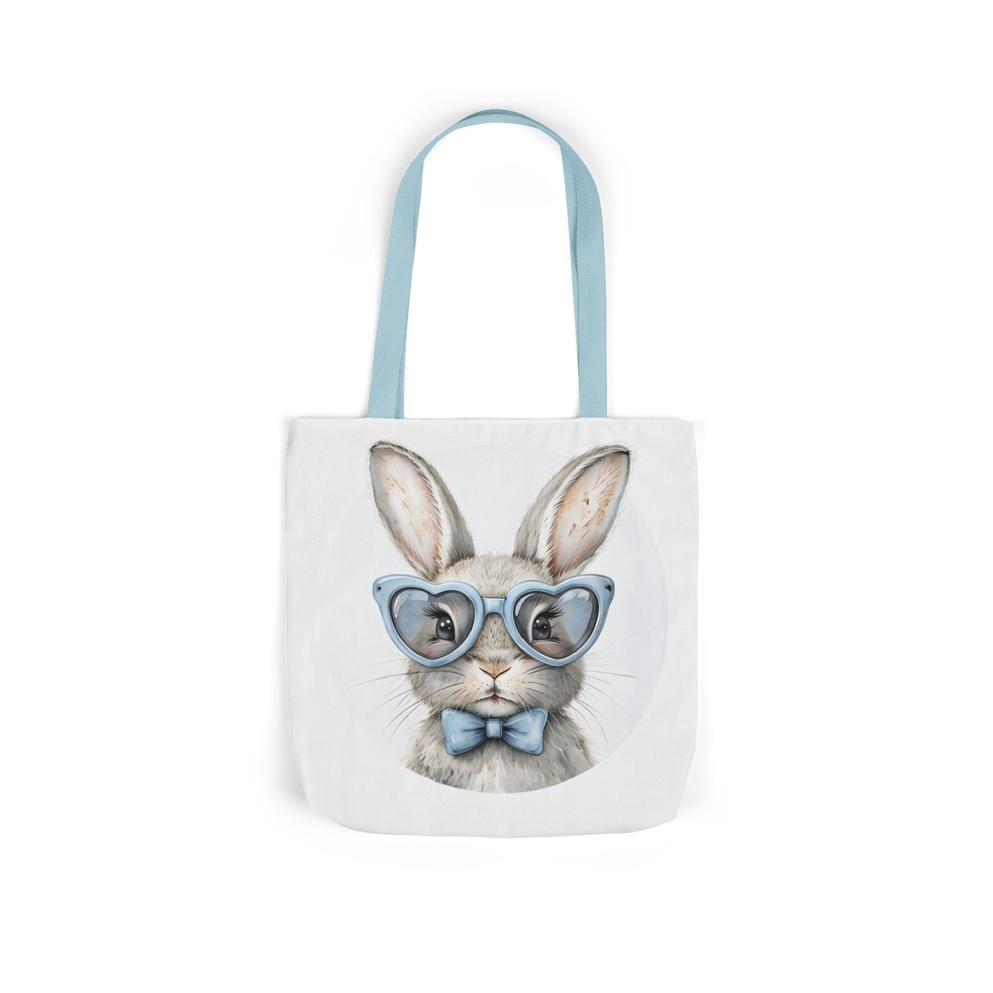 Cute Double Sided Bunny Canvas Tote Bag, Eco-Friendly Shopping Bag, Easter Gift, Spring Style Tote, Bunny Lover's Tote, 3-Color Straps