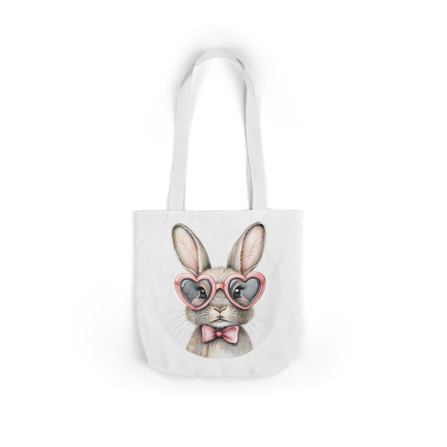 Cute Double Sided Bunny Canvas Tote Bag, Eco-Friendly Shopping Bag, Easter Gift, Spring Style Tote, Bunny Lover's Tote 3-Color Straps