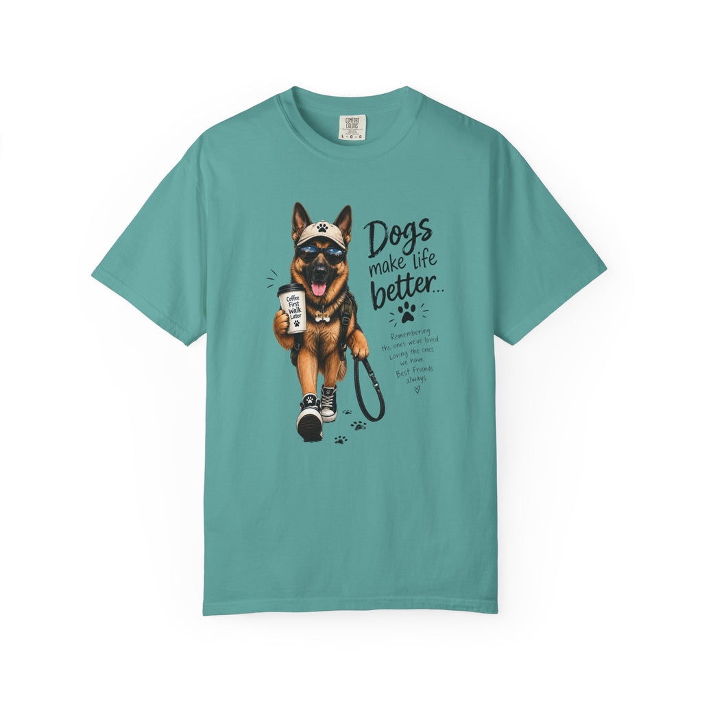 Dog Lovers German Shepherd T‑Shirt — "Dogs Make Life Better" Graphic Tee
