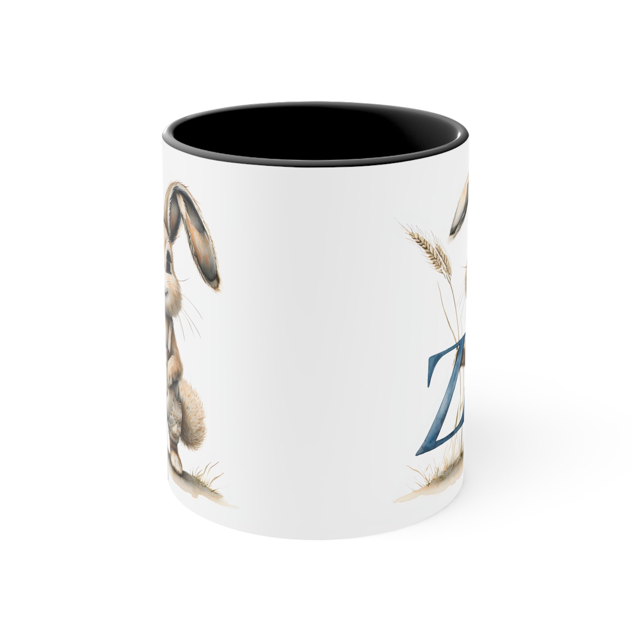 Whimsical Letter Z Bunny Accent Mug - Cute Rabbit Design, Perfect for Easter, Gift for Kids, Coffee Lovers, Fun Kitchen Decor