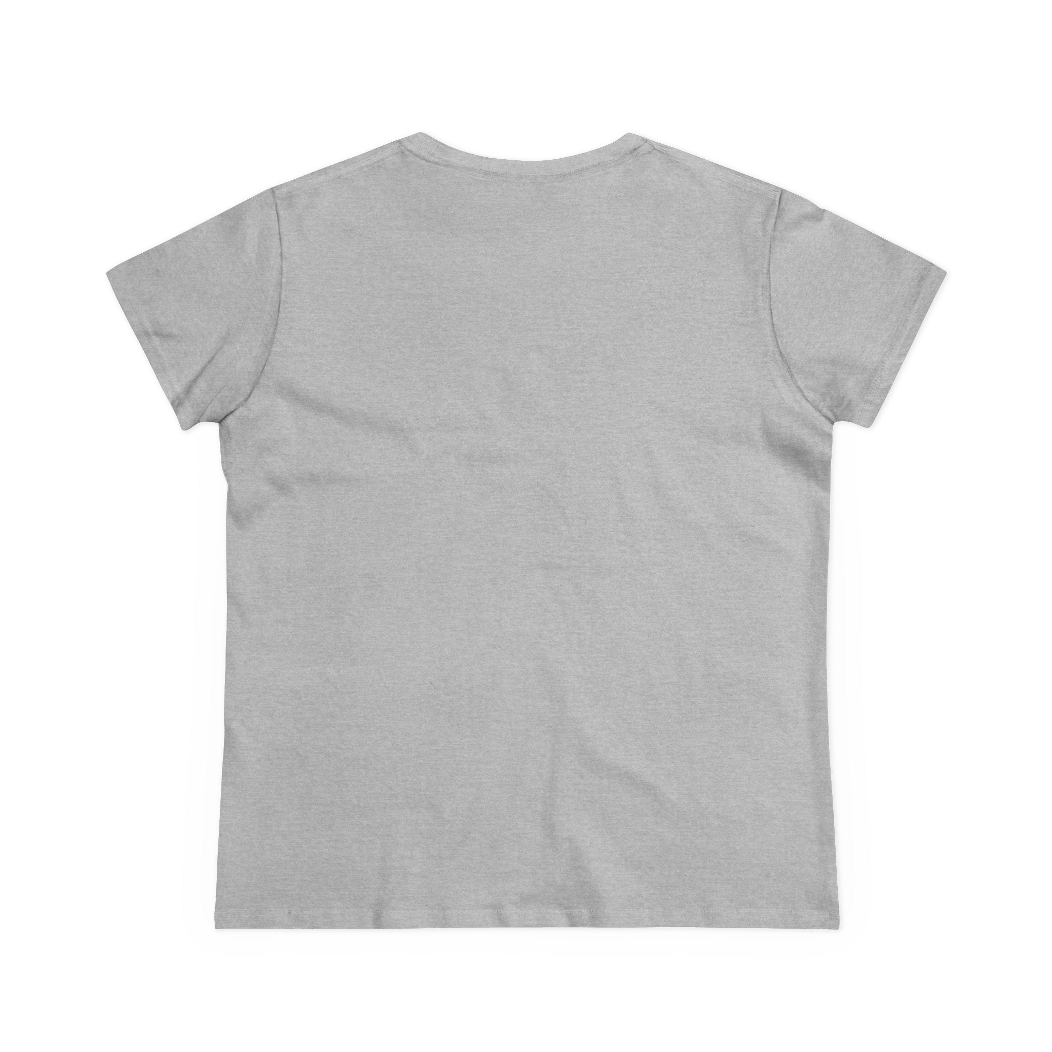 Sport grey T-shirt back view, plain crew neck with no visible chest print