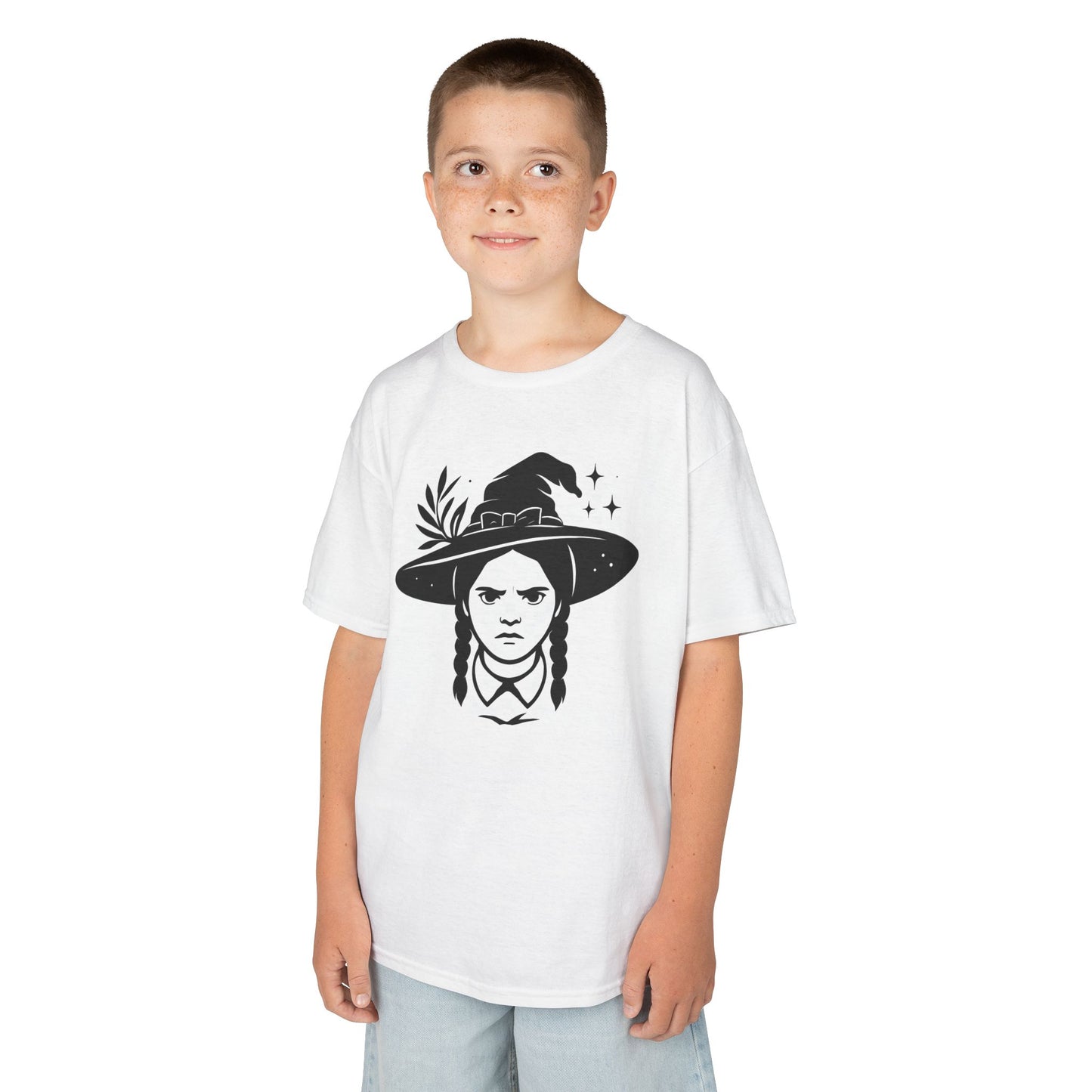 Witchy White Kids Tee, Halloween Shirt, Cute Witch Design, Enchanted Tee, Kids Gift, Spooky Season Apparel