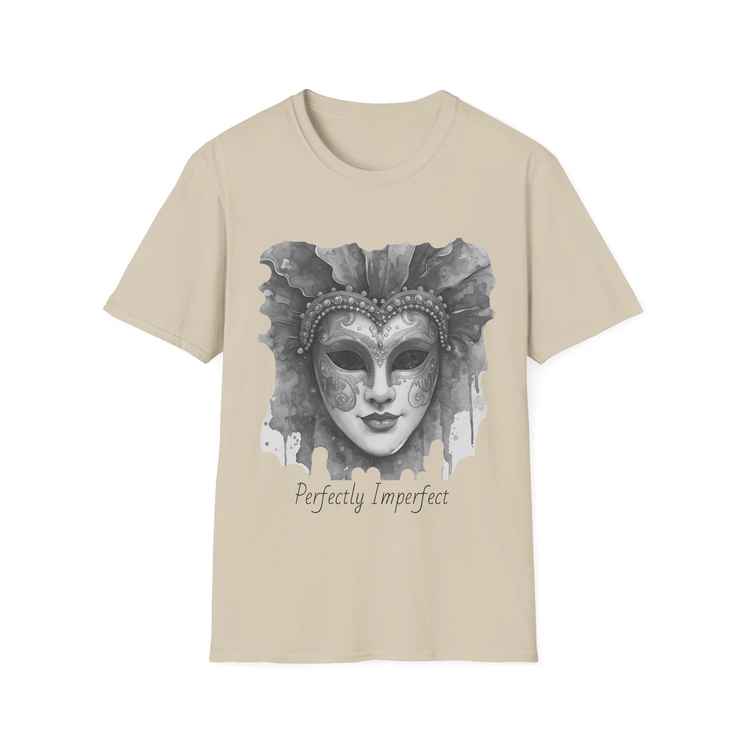 Masquerade Face T-Shirt — "Perfectly Imperfect" Watercolor Mask Tee