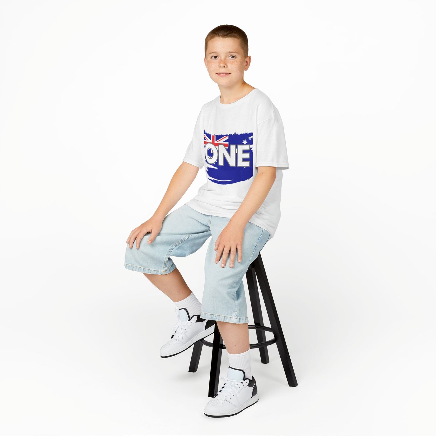 Kids Tee — "ONE" Australia Map Torn Flag Unity Design (Patriotic Australia Day Shirt)
