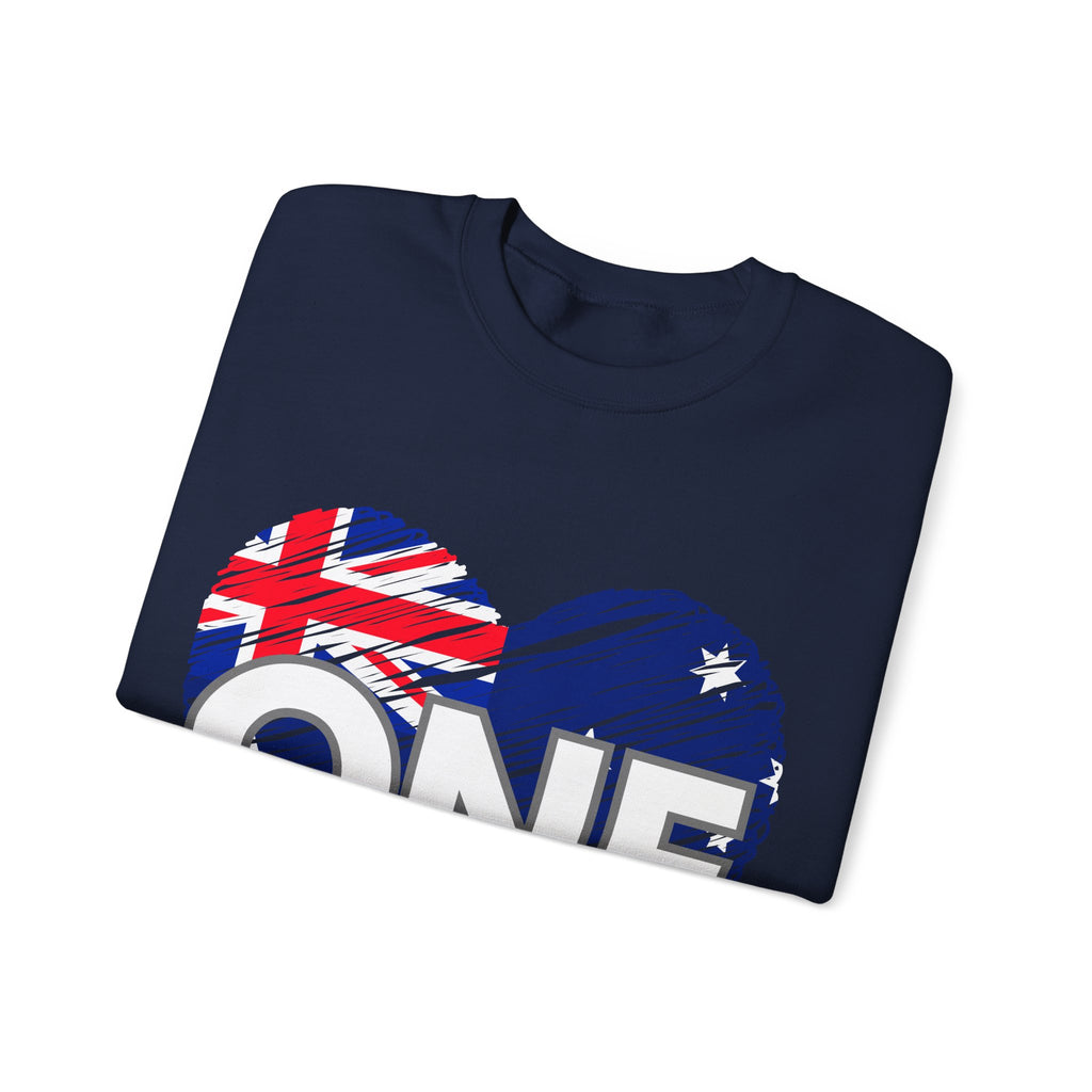 Australia ONE Heart Crewneck Unity Sweatshirt – Patriotic Aussie Design