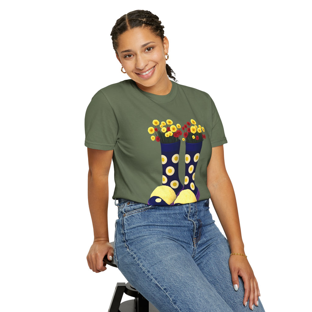 Step Into Kindness T-Shirt – Floral Rain Boot Graphic Tee