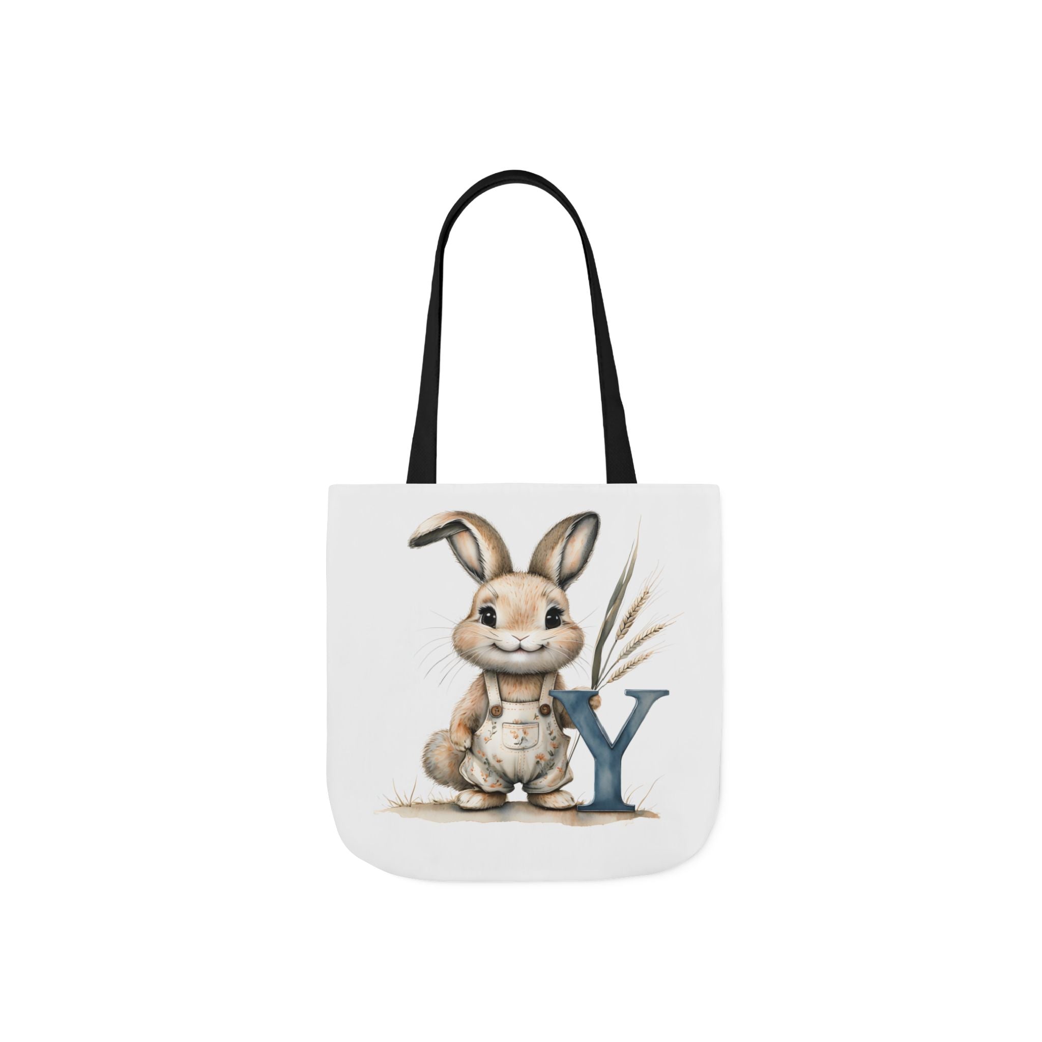Cute Letter Y Rabbit Canvas Tote Bag, Farmhouse Décor, Easter Gift, Eco-Friendly Shopper, Spring Accessories, Animal Lover