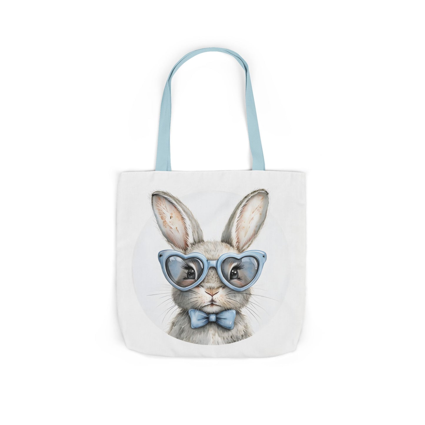 Cute Double Sided Bunny Canvas Tote Bag, Eco-Friendly Shopping Bag, Easter Gift, Spring Style Tote, Bunny Lover's Tote, 3-Color Straps