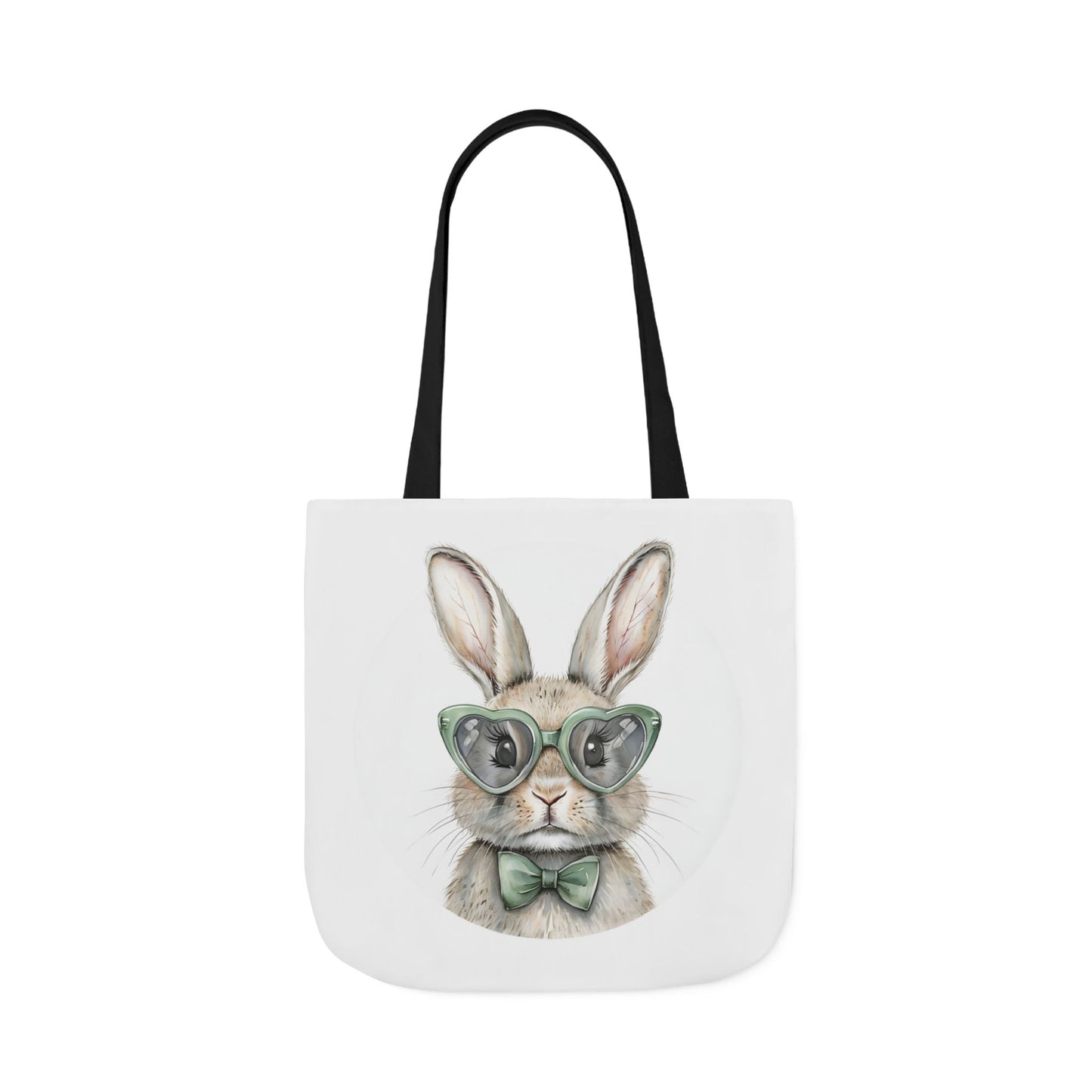 Playful Double Sided Bunny Canvas Tote Bag with 5-Color Straps, Eco-Friendly, Spring Gift, Perfect for Easter, Cute Animal Lover Bag