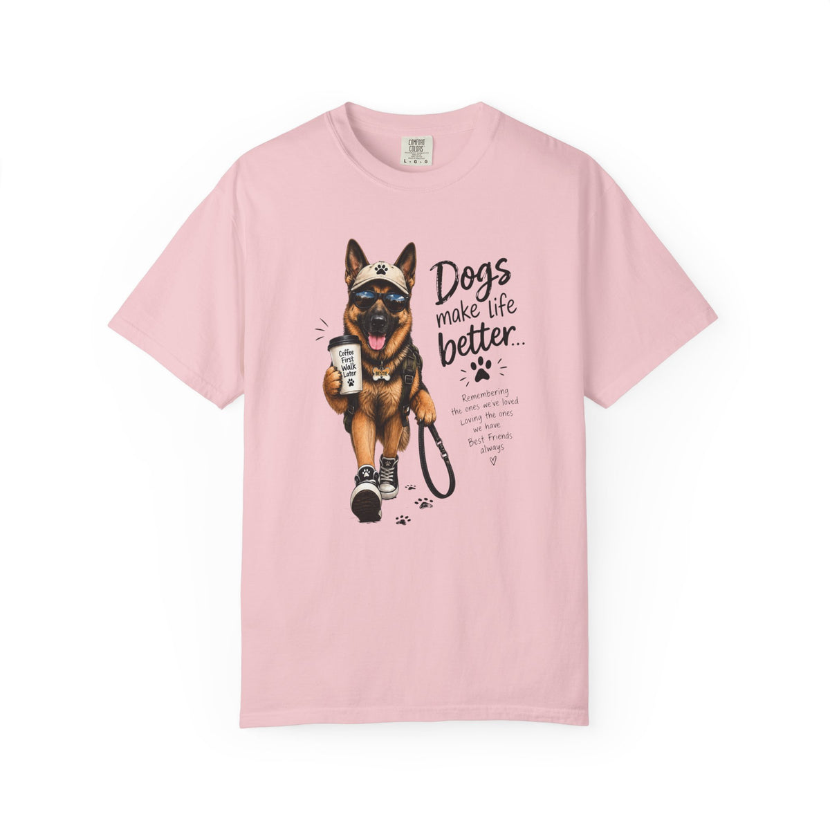 Dog Lovers German Shepherd T‑Shirt — "Dogs Make Life Better" Graphic Tee