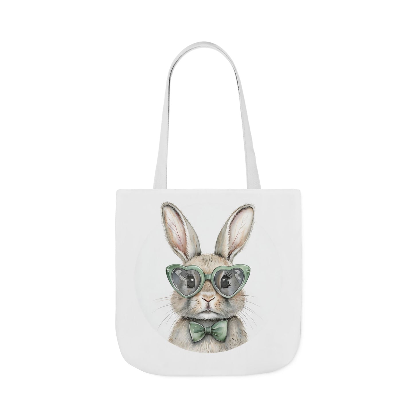 Playful Double Sided Bunny Canvas Tote Bag with 5-Color Straps, Eco-Friendly, Spring Gift, Perfect for Easter, Cute Animal Lover Bag