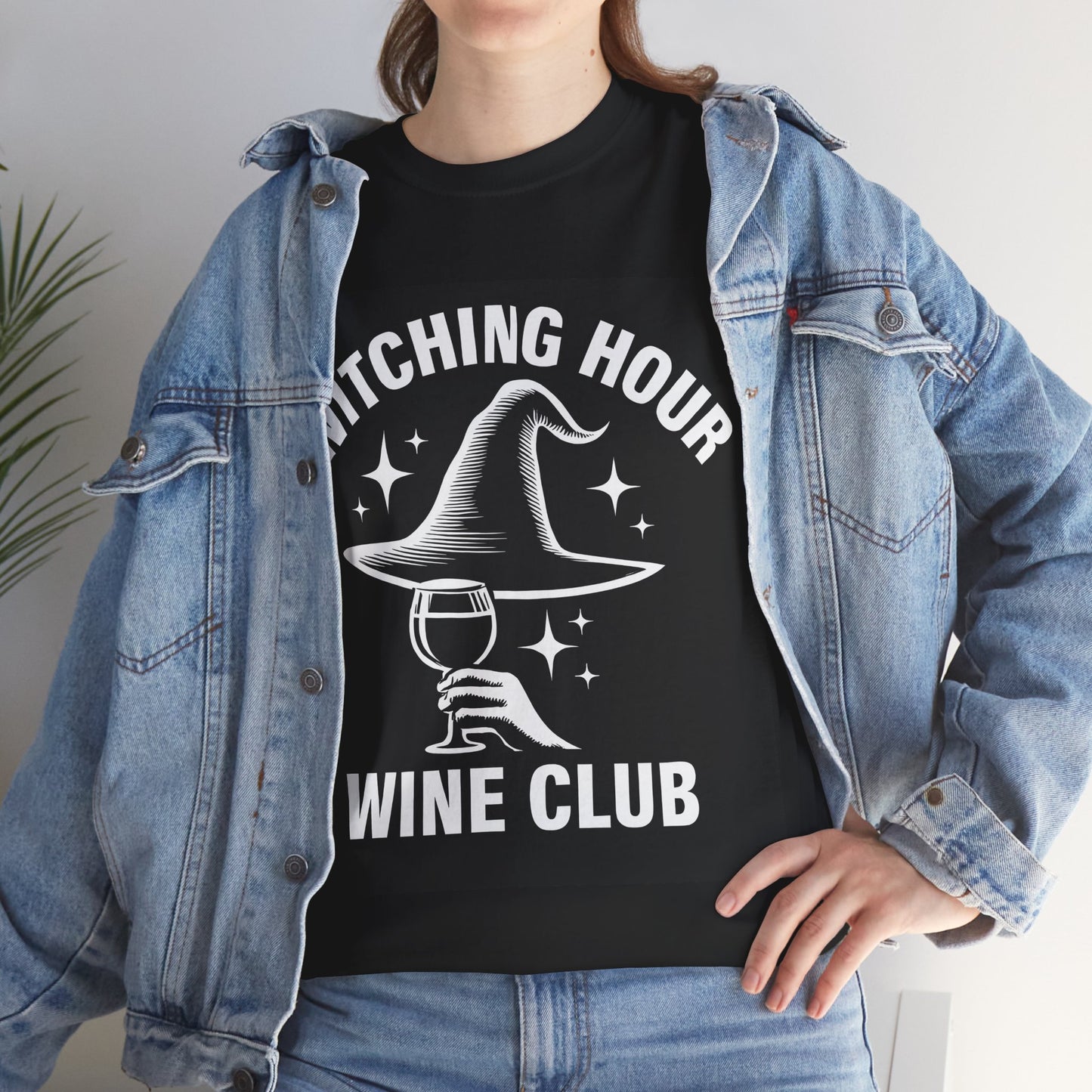 Witching Hour Wine Club Tee, Unisex Cotton Shirt, Cozy Halloween Apparel, Perfect Gift for Wine Lovers, Spooky Season Outfit