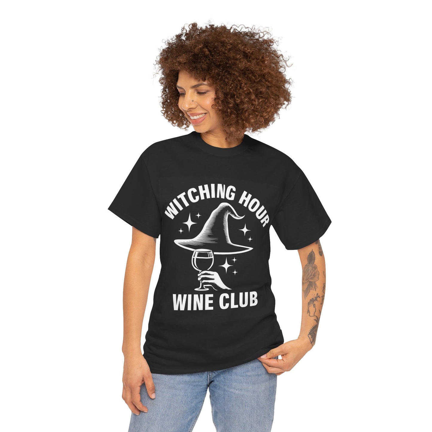 Witching Hour Wine Club Tee, Unisex Cotton Shirt, Cozy Halloween Apparel, Perfect Gift for Wine Lovers, Spooky Season Outfit
