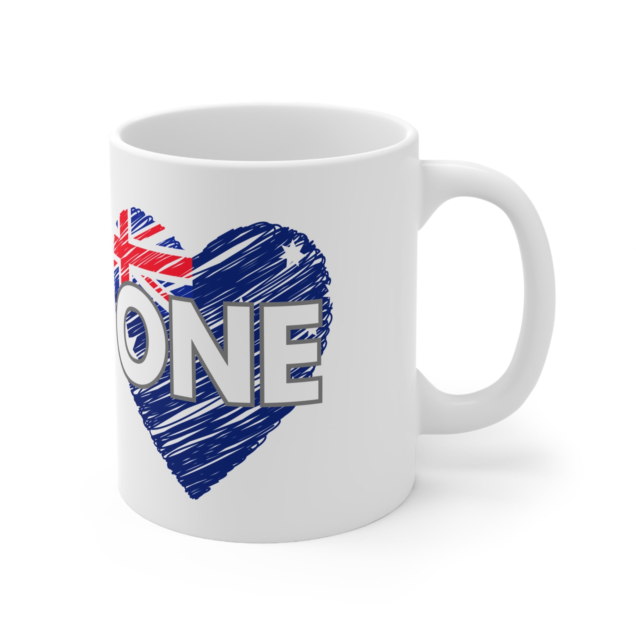 Australia ONE Heart Unity White Ceramic Coffee Mug — 11oz