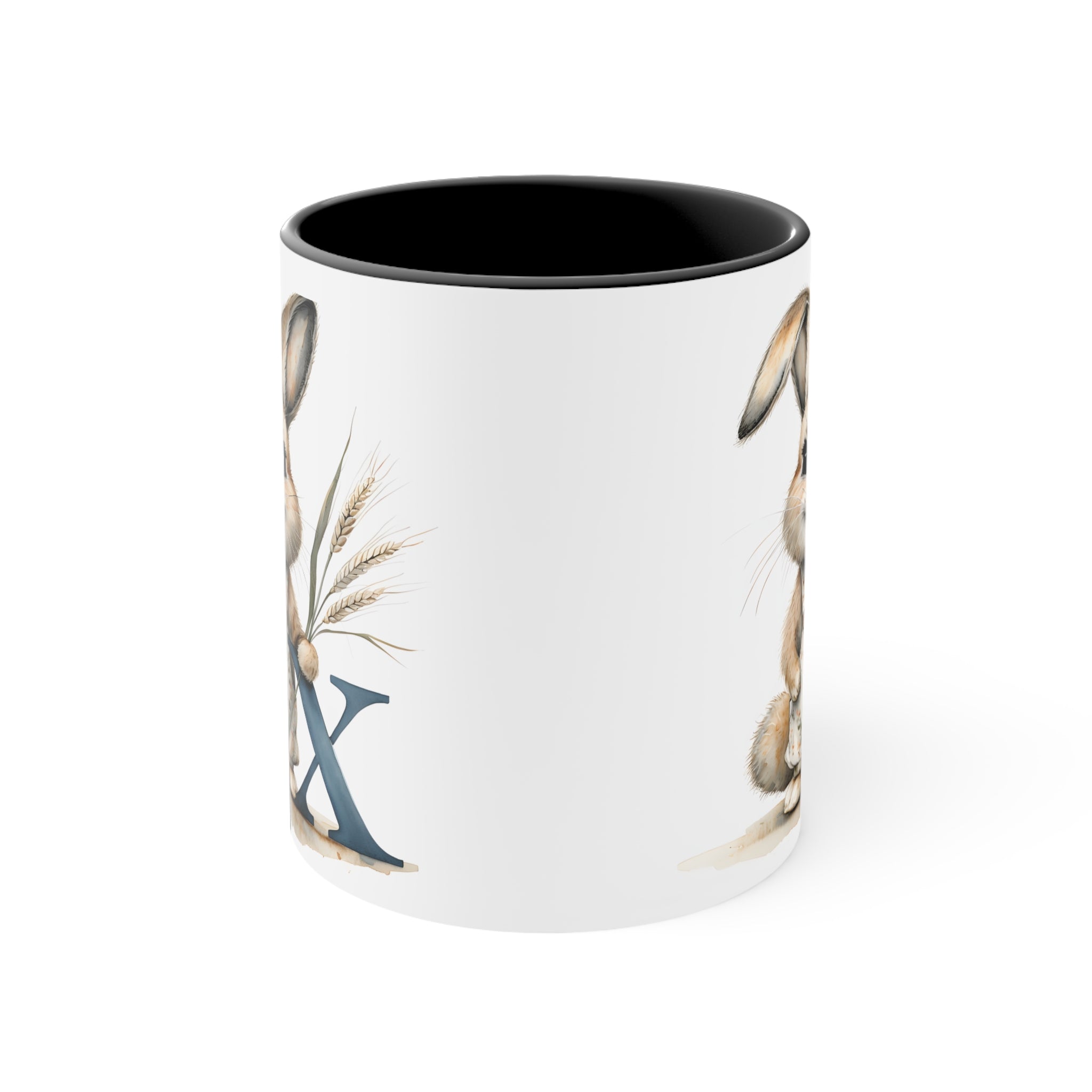 Whimsical Letter X Bunny Mugs, Cute Rabbit Coffee Cup, Seasonal Gift for Kids, Spring Decor, Animal Lover Mug, Unique Easter Gift