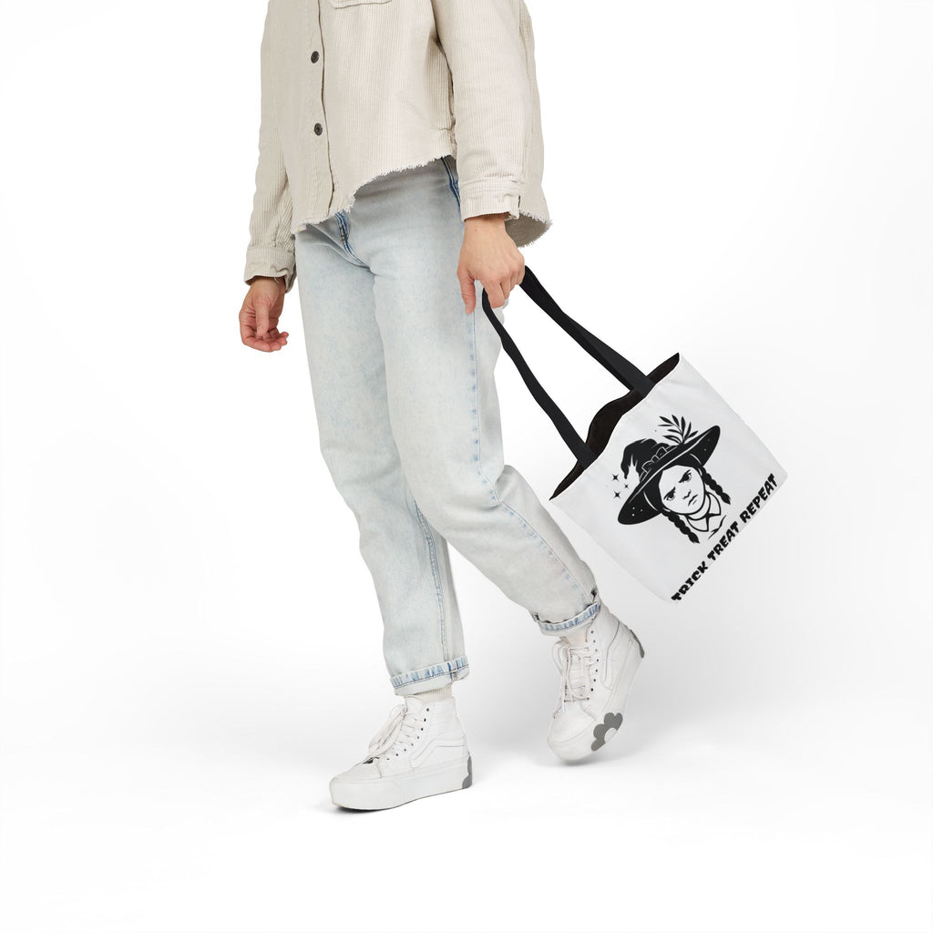 Halloween Tote Bag — 'Trick Treat Repeat' Witch Canvas Tote
