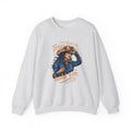 Light gray crewneck sweatshirt with western cowgirl graphic on front