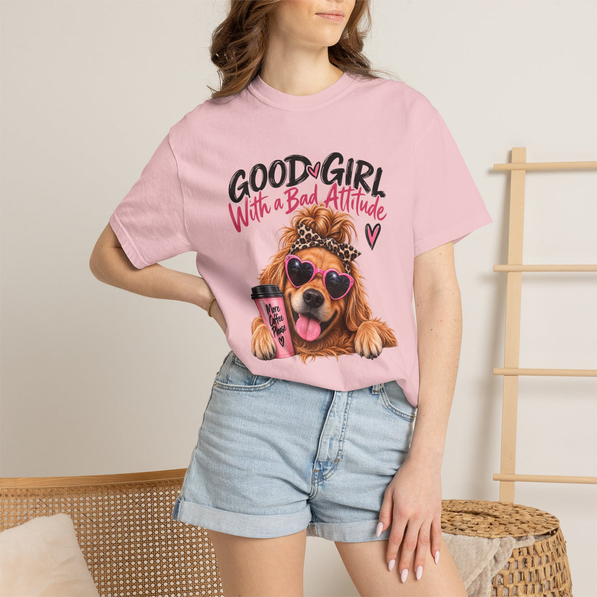 Good Girl With a Bad Attitude - Golden Retriever Graphic Tee