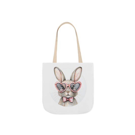 Cute Double Sided Bunny Canvas Tote Bag, Eco-Friendly Shopping Bag, Easter Gift, Spring Style Tote, Bunny Lover's Tote 3-Color Straps