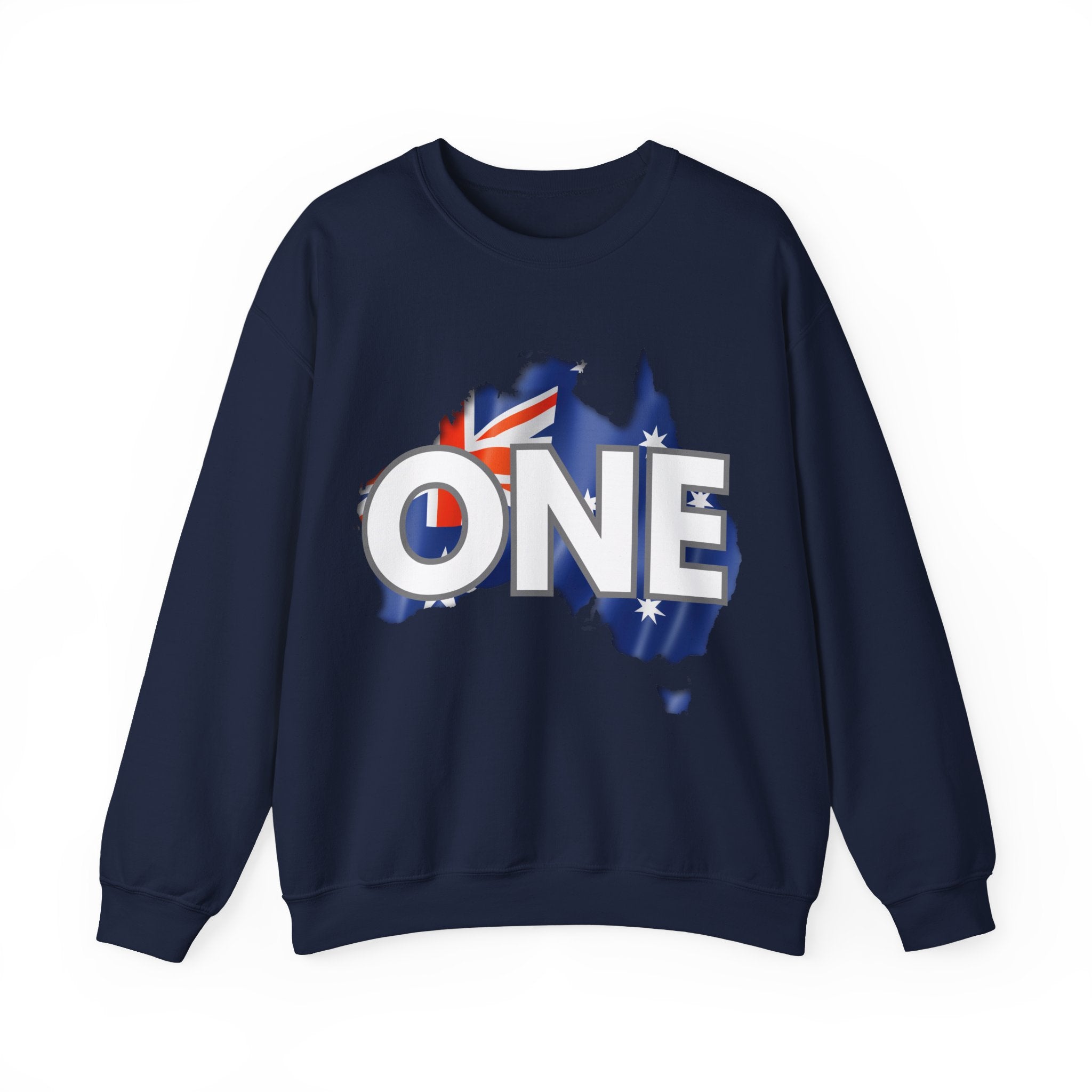 Australia ONE Flag Crewneck Unity Sweatshirt – Patriotic Aussie Map Design