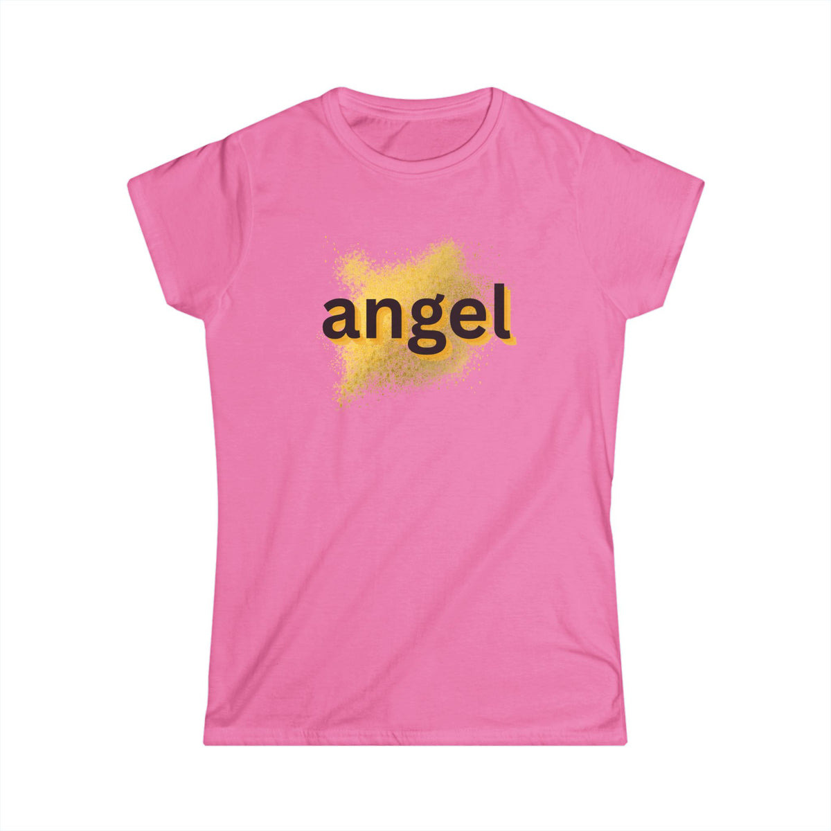 Women’s pink T-shirt with “angel” front graphic
