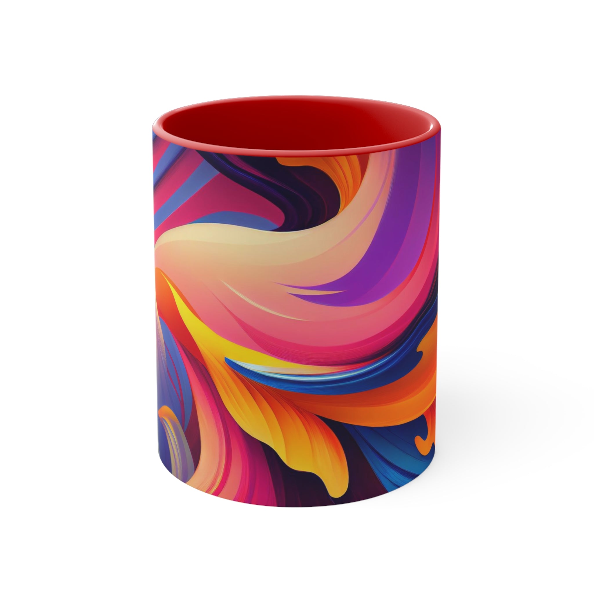 Colorful Wavy Accent Mug — 11oz Bright Ceramic Coffee Cup