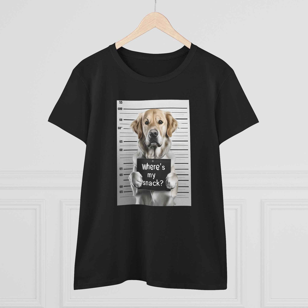 Funny Dog Tee - Where's My Snack? for Pet Lovers, Gift for Dog Moms, Casual Wear, Animal Humour, Cozy Everyday Top