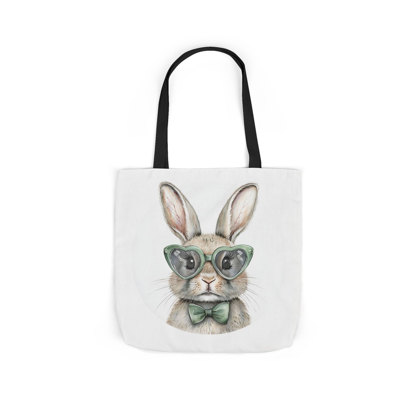 Playful Double Sided Bunny Canvas Tote Bag with 5-Color Straps, Eco-Friendly, Spring Gift, Perfect for Easter, Cute Animal Lover Bag