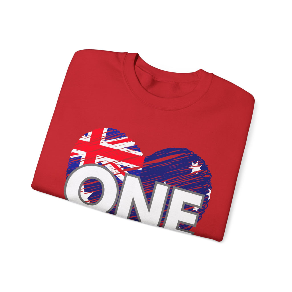 Australia ONE Heart Crewneck Unity Sweatshirt – Patriotic Aussie Design