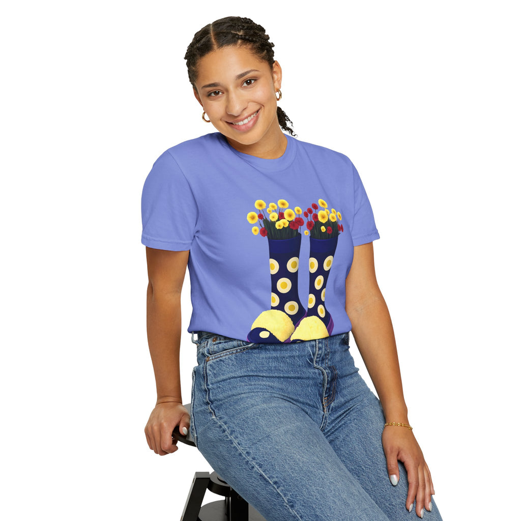 Step Into Kindness T-Shirt – Floral Rain Boot Graphic Tee